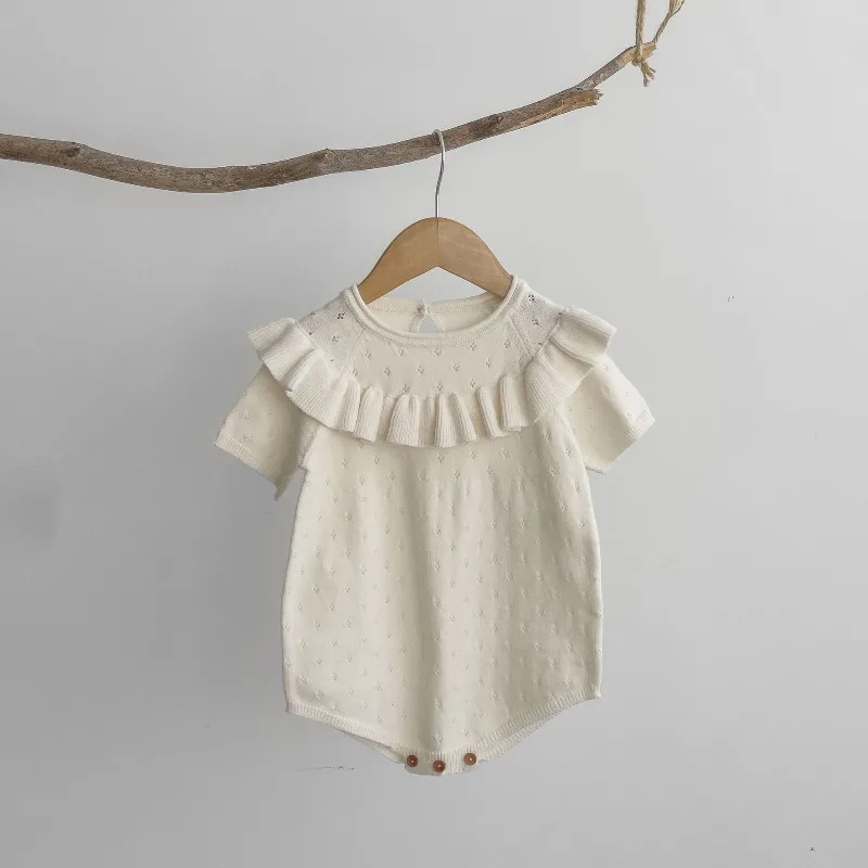 ZOETOPKID Summer Newborn Baby Girl Knitting Romper Sleeveless Solid Color Knitting Toddler Baby Girls Jumpsuit Children Clothes