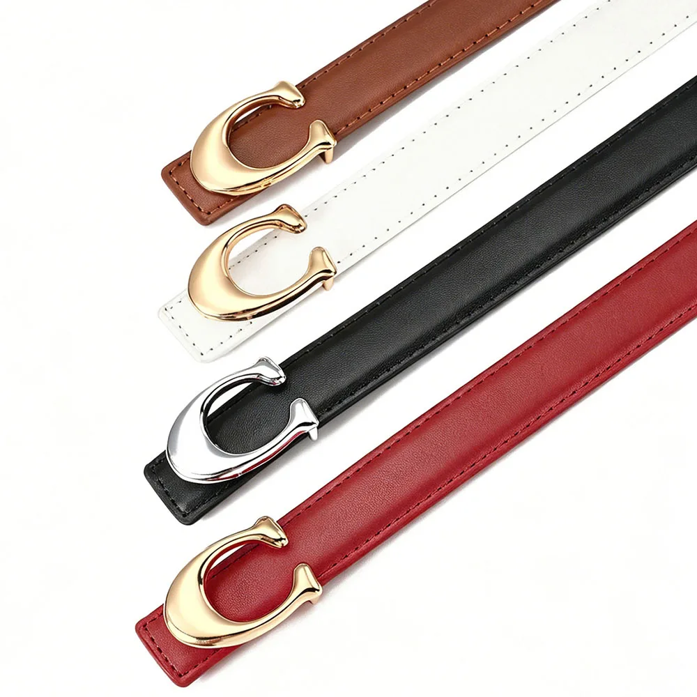 Luxury Brand Leather Belt for Women Designer Alloy Buckle Waist Strap Female Jeans Trouser Dress Waistband