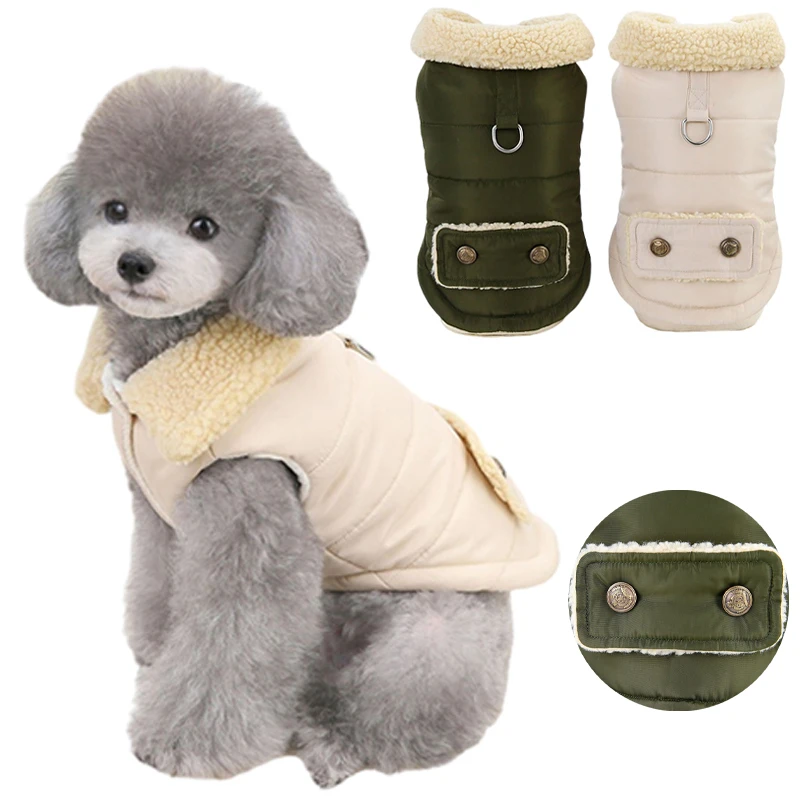 

Winter Warm Windproof Pet Coats with Fur Collar Dog Jacket for Small Medium Dogs Clothes Puppy Coat Chihuahua Pug Teddy Costumes