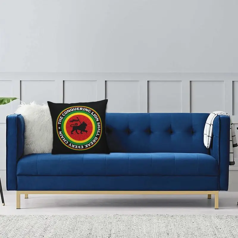 Rastafari Rasta Lion Of Judah Throw Pillow Case Home Decorative Jamaica Flag Cushions Cover For Sofa Square Polyester Pillowcase