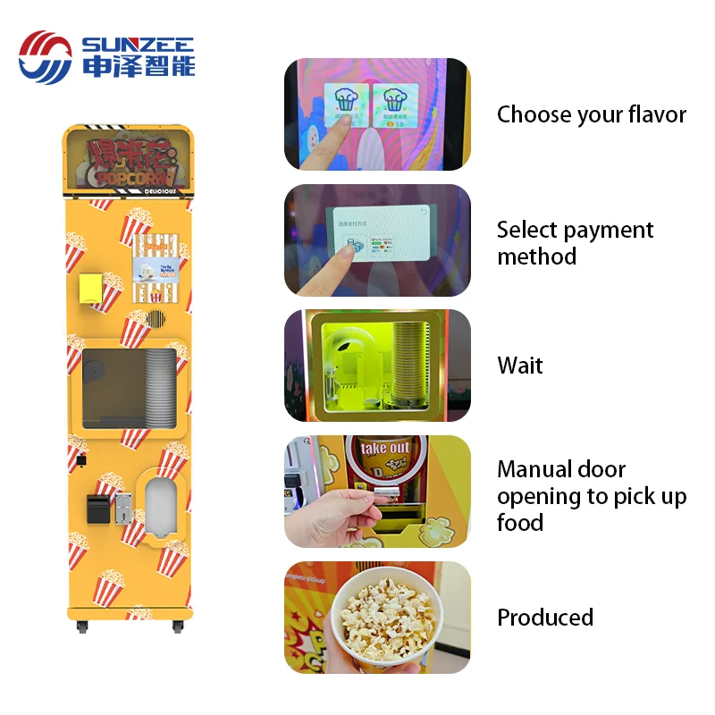 Small Popcorn  Machine with 2 Flavors &Automatic Popcorn Maker | Popcorn vending Machine for Sale