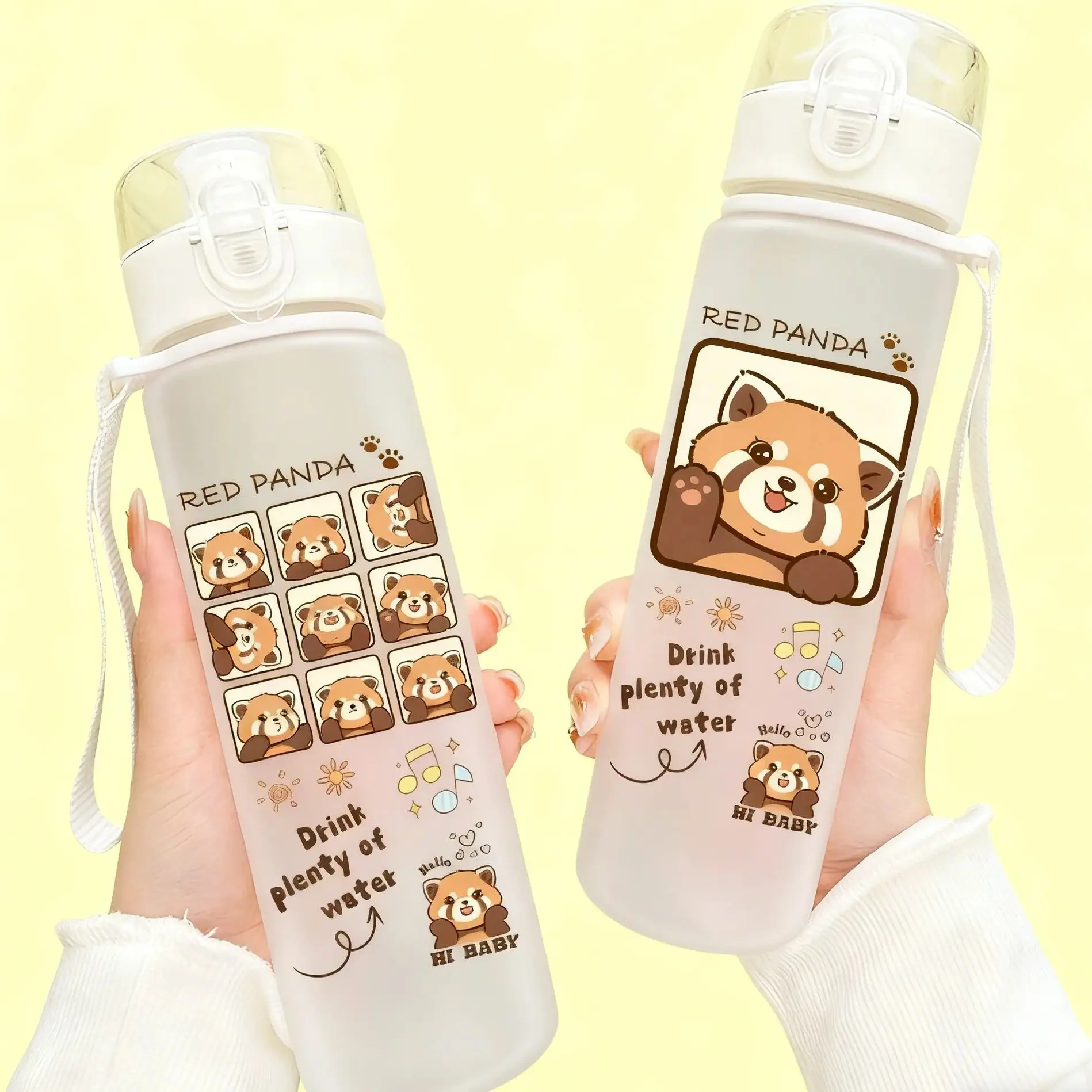 560ml Cartoon K-Pop Plastic Water Bottle Strap Kids' Accessories for Back to School Camping Water Cup for Children