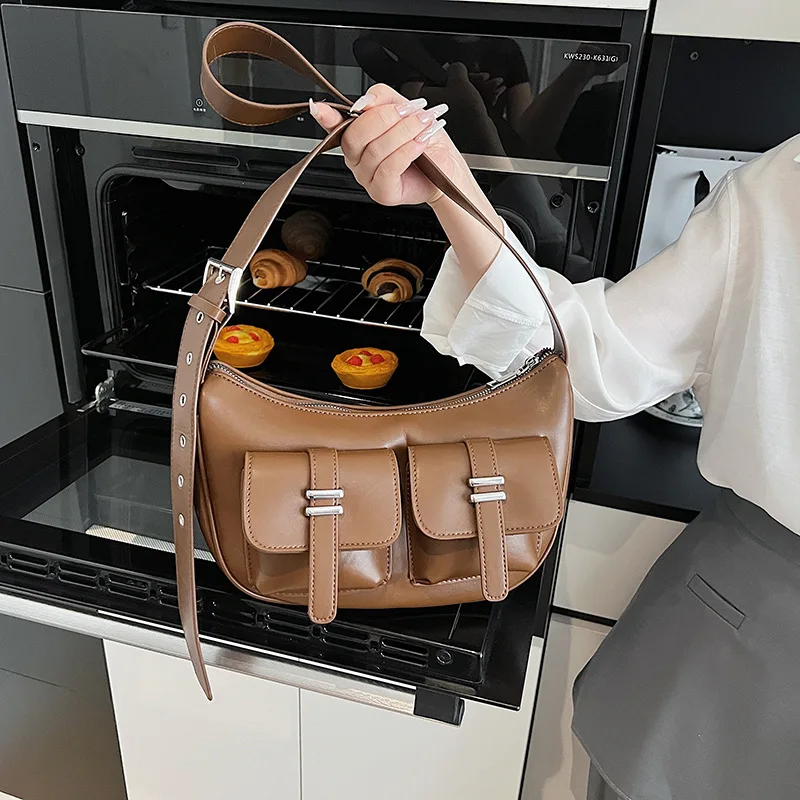 

Retro Texture Multi-pocket Underarm Bag Women's Simple High-end Casual Versatile Shoulder Messenger Bag Handbags