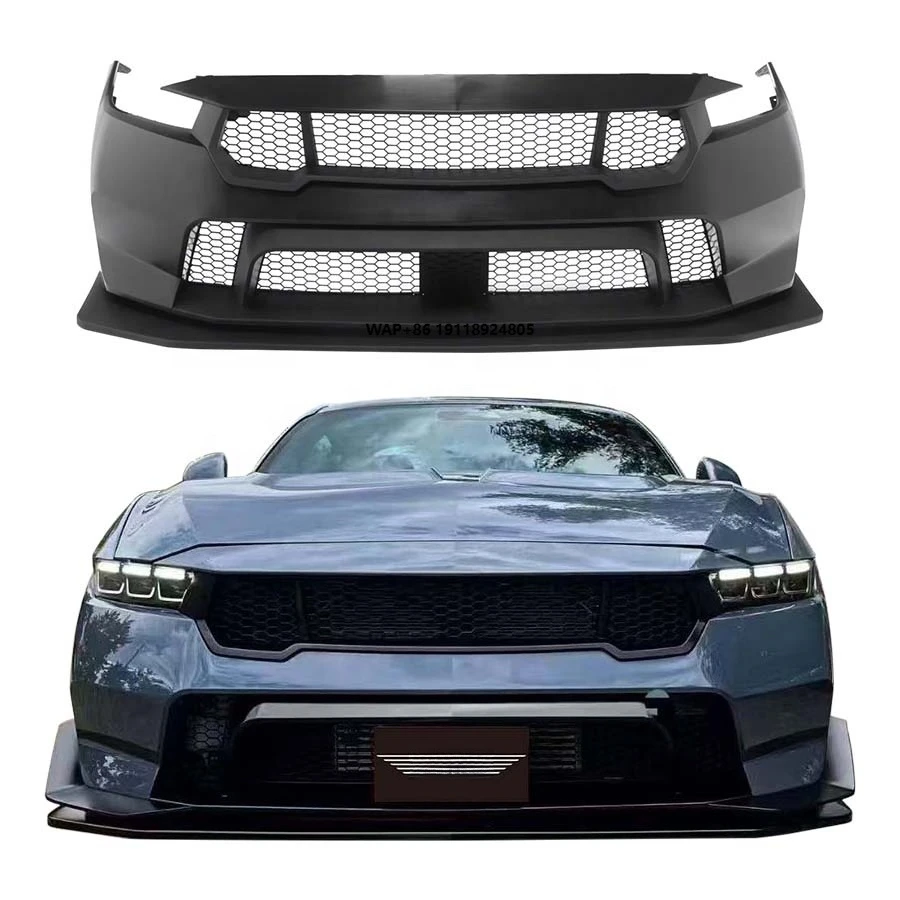 

New GTD Style Front Bumper for Mustang Dark Horse-Bolt-On Black Primming Body Kit