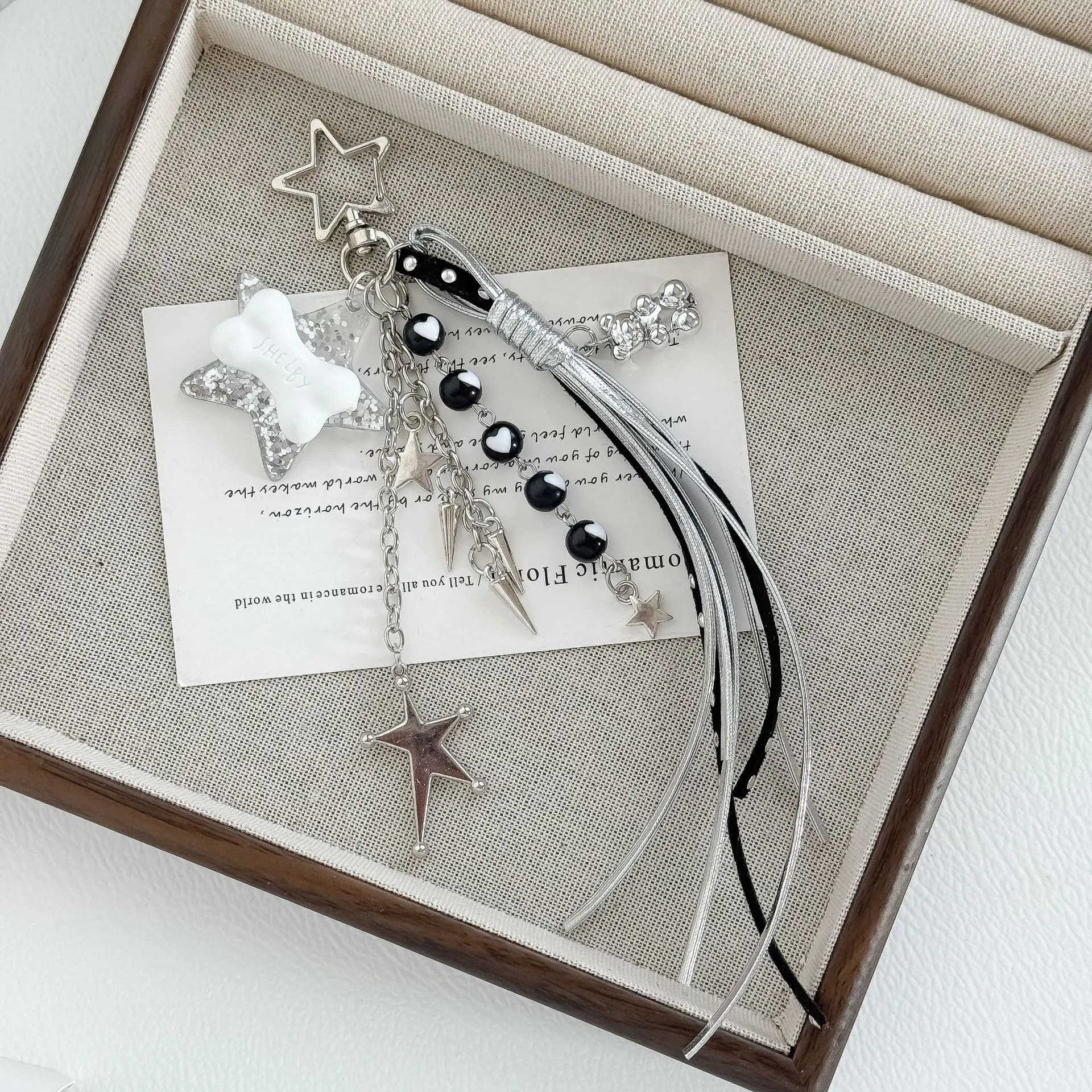 New Korean-style Five-pointed Star Bag Tassel Fashion Pendant Bear Decorative Pendant Keychain Hand Bag Pendant Kawaii Key Chain