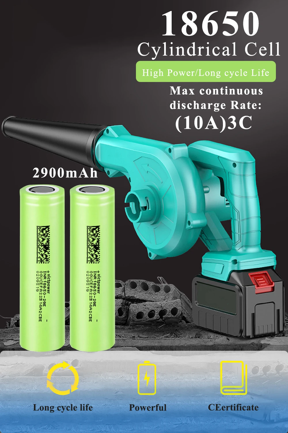 Akku-baterías recargables de iones de litio, 18650 v, 3,7 mAh a 2000mAh, batería de herramienta eléctrica de alta descarga, celdas de alta corriente