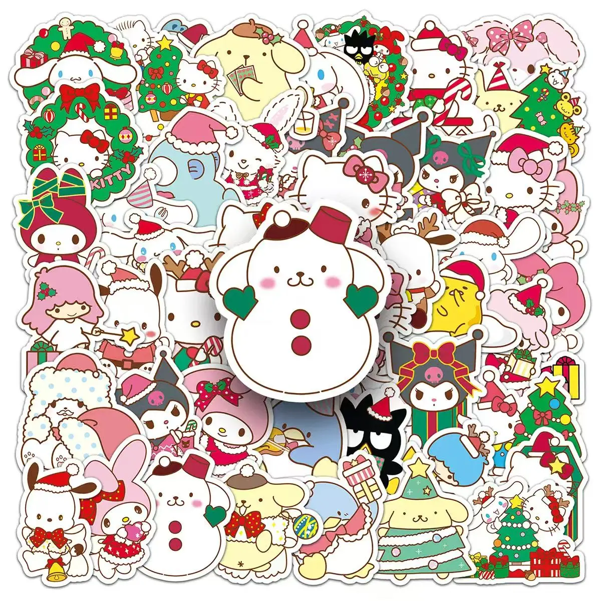 50 stuks Kerst Sanrio Kuromi Hello Kitty Stickers Kawaii Cartoon DIY Waterdichte Graffiti Laptop Motor Briefpapier Stickers