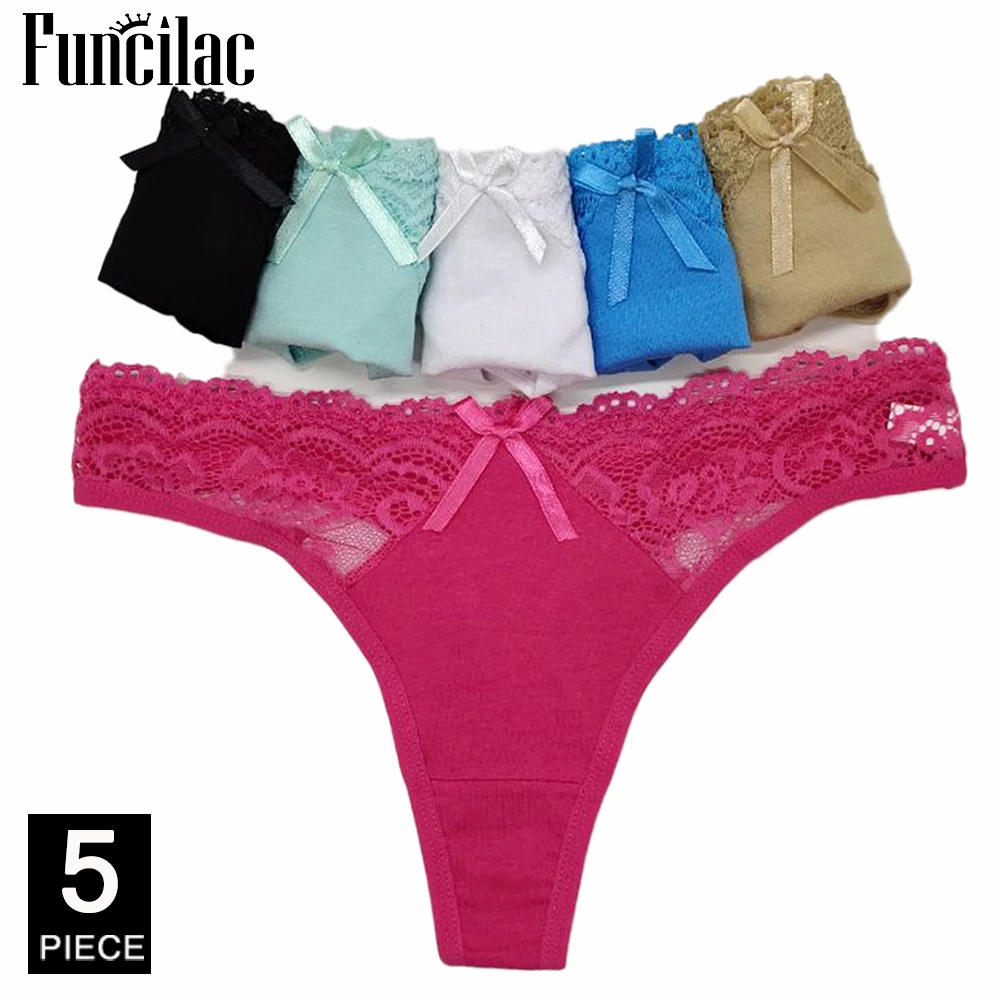 Ladies Lace Thong Panties Women G Strings Sexy Lingerie Femme Transparent Underwear For Female Solid Tanga Mujer 5 pcs/lot