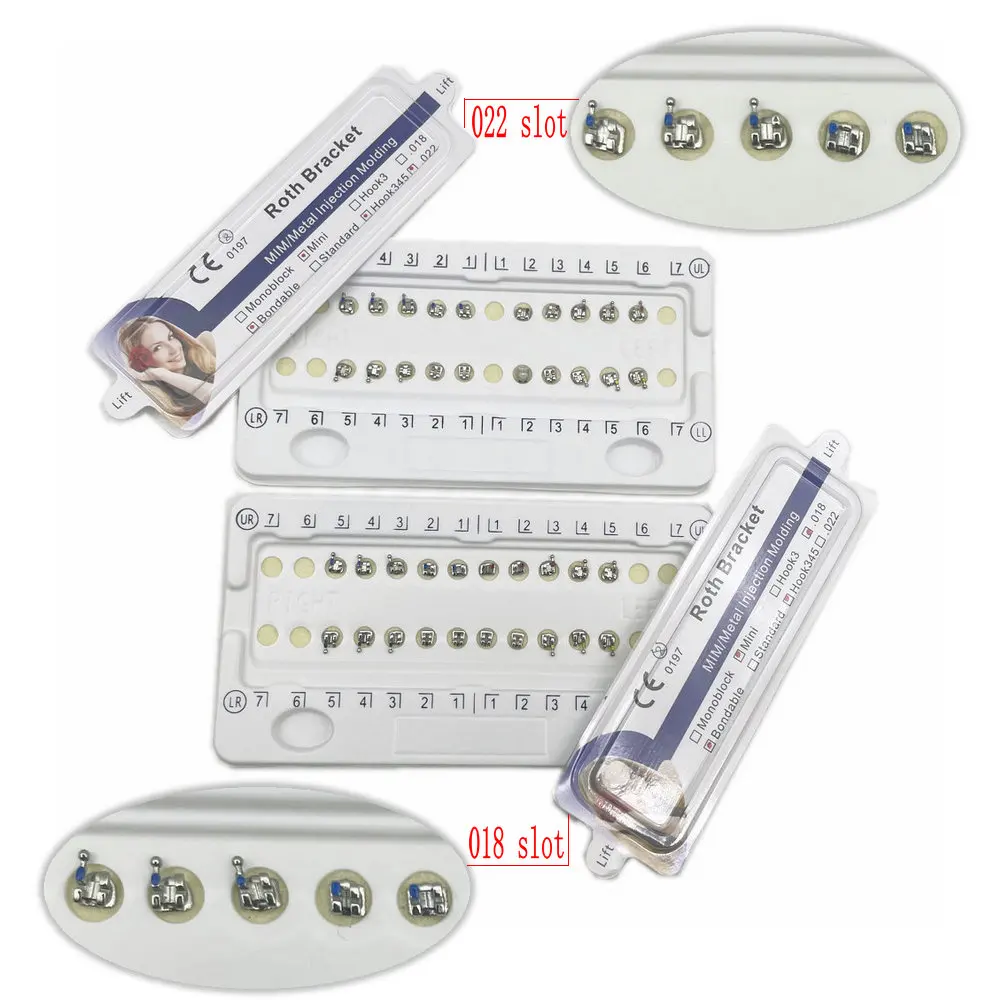 10Packs Dental Orthodontic Metal Bracket Braces Dental Mini Roth/MBT Bracket 022\