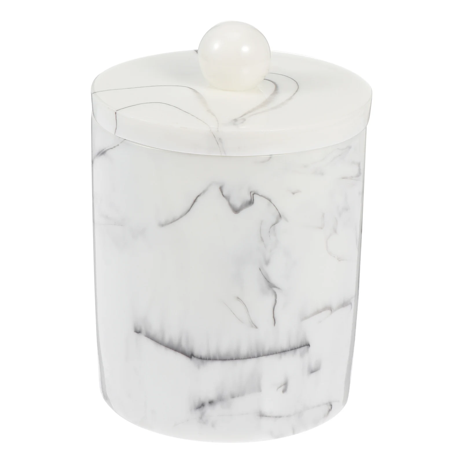 

Marble Toothpick Cotton Swab Storage Box White Resin Containers Round Lid Beads Dust Proof Modern Design Household Organizing