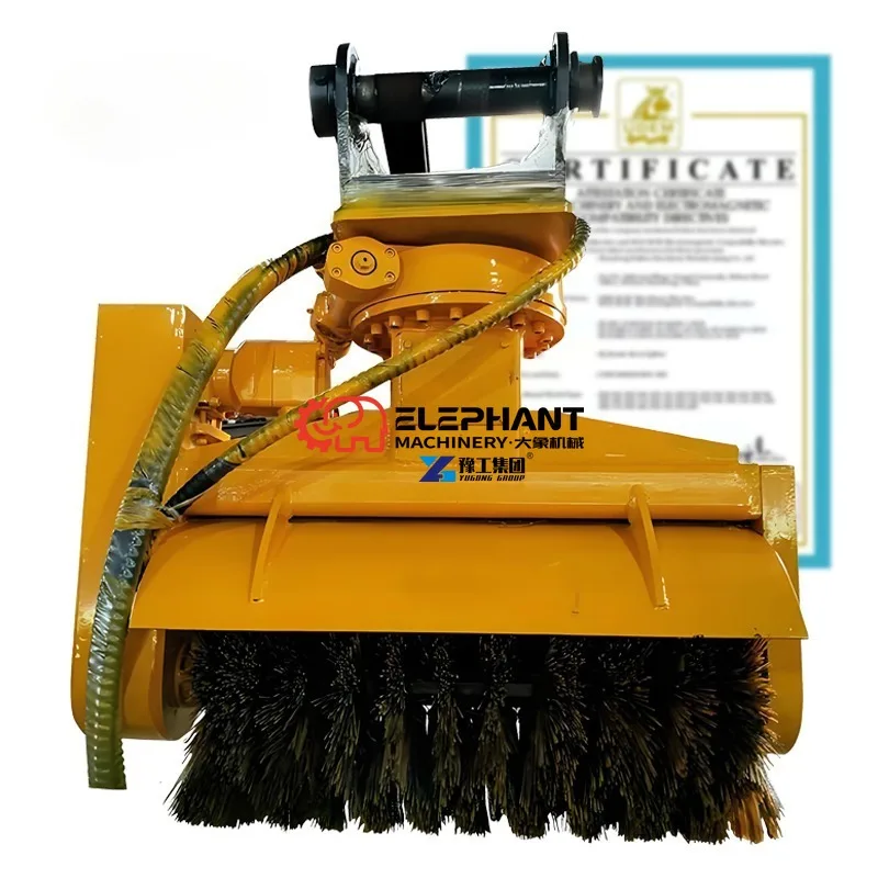 Excavator Mounted Snow Sweeper, Heavy Duty Road Parking Lot Snow Plow Attachment for Excavator Winter Snow Removal Cleaning