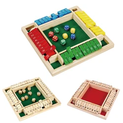 Shut The Box Dice Game,2-4 Player Family Wooden Board Table Math Games for Adults, 8 Dices Classics Tabletop Version Games for C