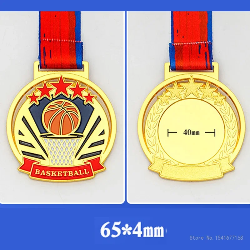 Customized Metal Medal Basketball Competition, Gold, Silver, Bronze, Honor Team, School Activity, Home Decor, Neck Hanging, 5Pcs