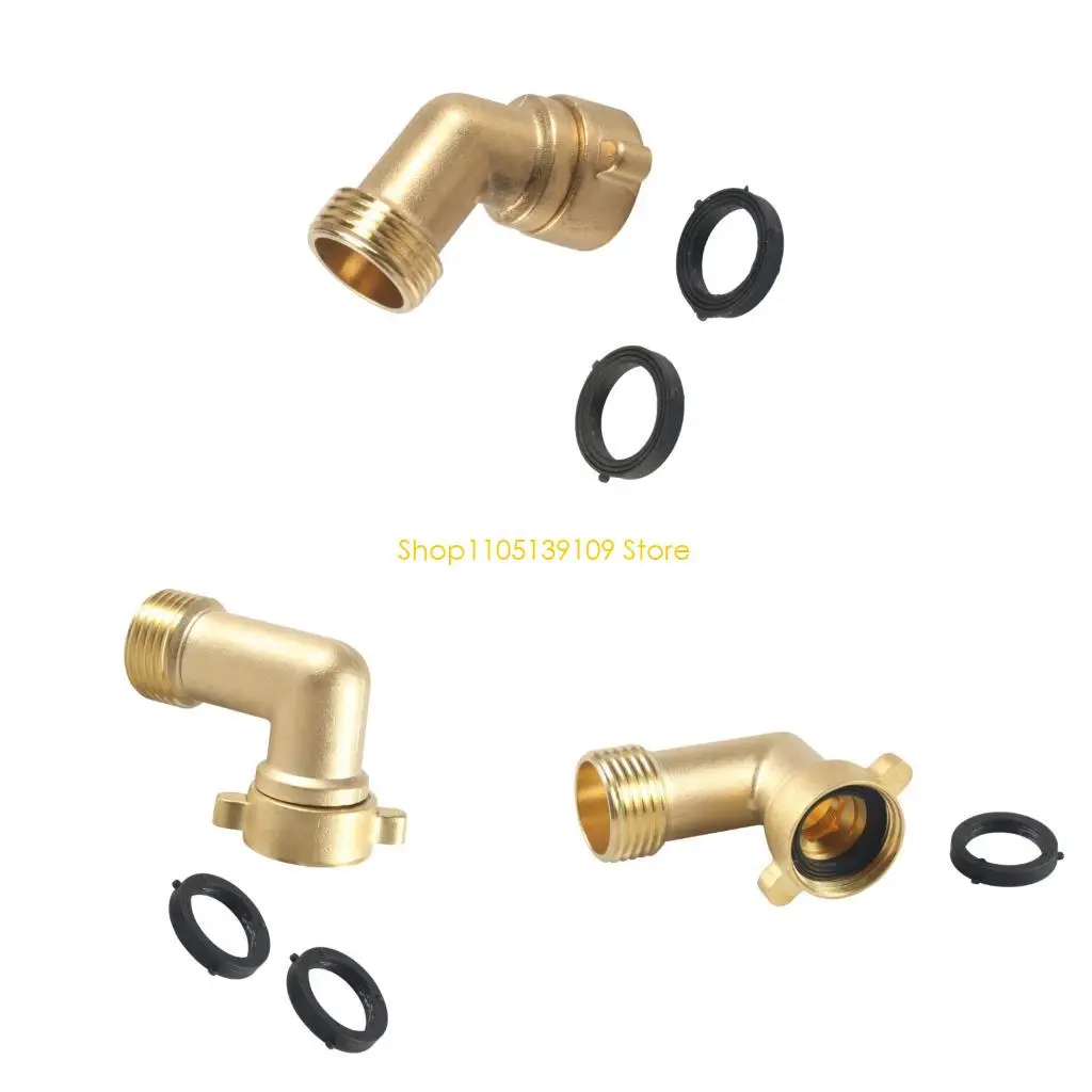 

3/4 Inch Brass Garden Hose Link Elbow Adapter with Leak Proof Washer for Water System Outdoor Accessories and Yard Use