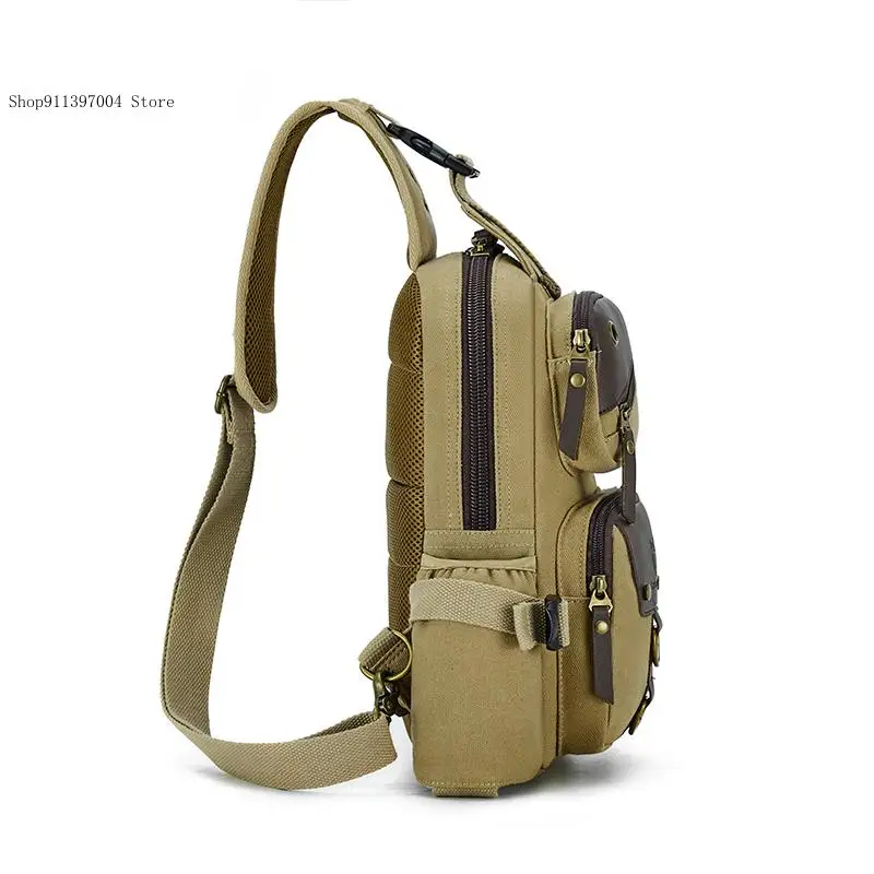 Retro Canvas Multifunctional Lightweight Outdoor Large Capacity Single Shoulder Crossbody Chest Bag Storage Bag for Men