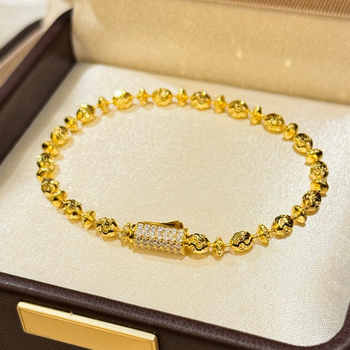 

Позолоченный браслет из бисера 18 карат, 100% стерлинговое серебро 925 пробы, 17 см, браслеты с цирконием Pave 5A для женщин, ювелирные изделия