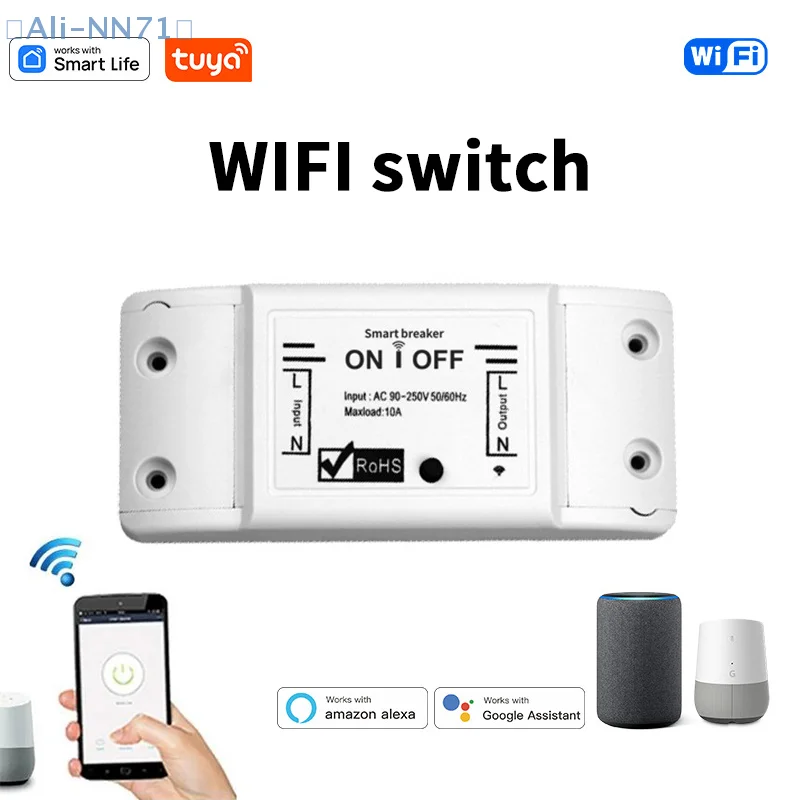 

【NN71】WiFi переключатель DIY мини умный дом переключатель релейный модуль приложение Smart Life беспроводной голосовой пульт дистанционного управления таймер