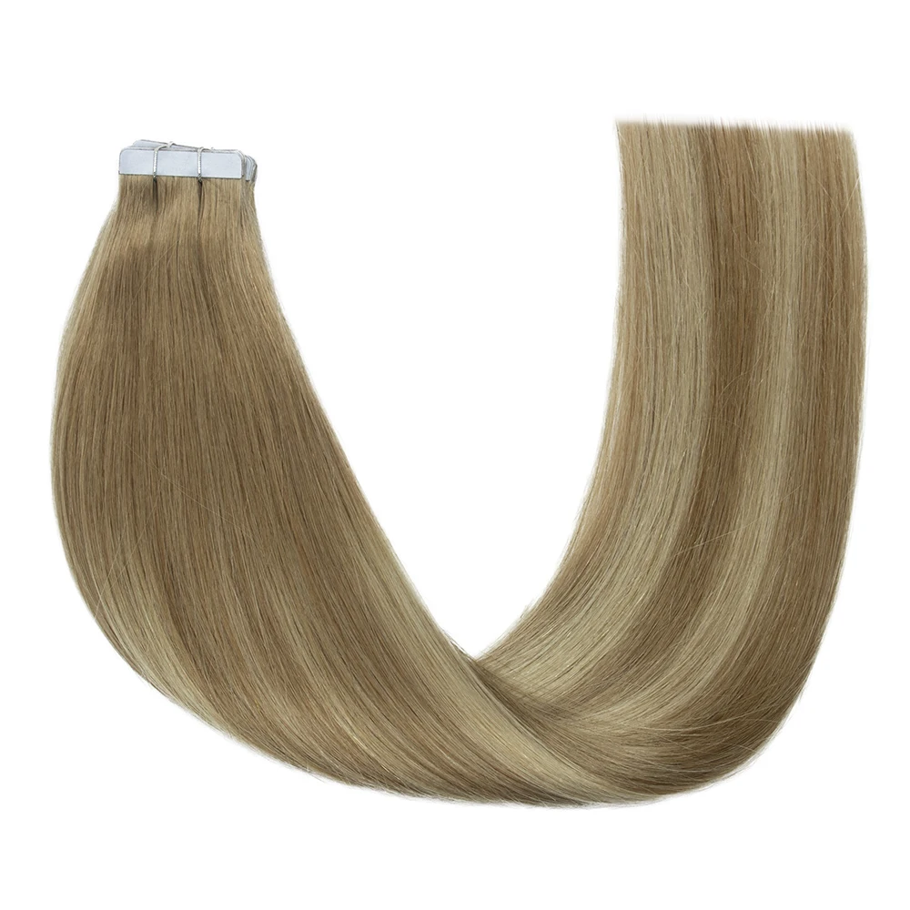 Tape in Human Hair Extensions Natural Real Remy Human Hair Balayage Blonde Seamless Adhesive Skin Weft Tape ins Hair Extensions