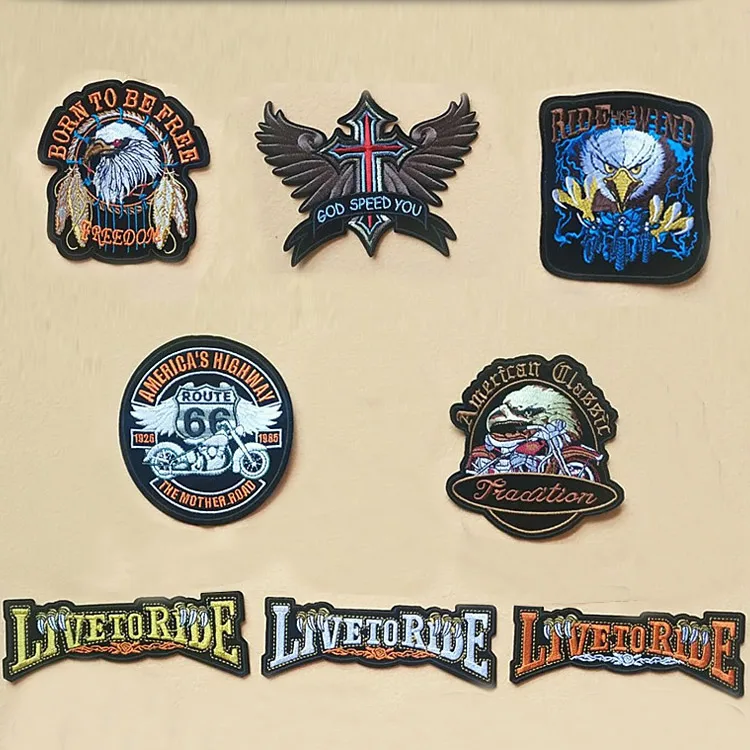 S/L روك الشرير الملابس التصحيح النسر باو التطريز الحديد على بقع للملابس السائق دراجة نارية يزين شارة شريط ملصق #4