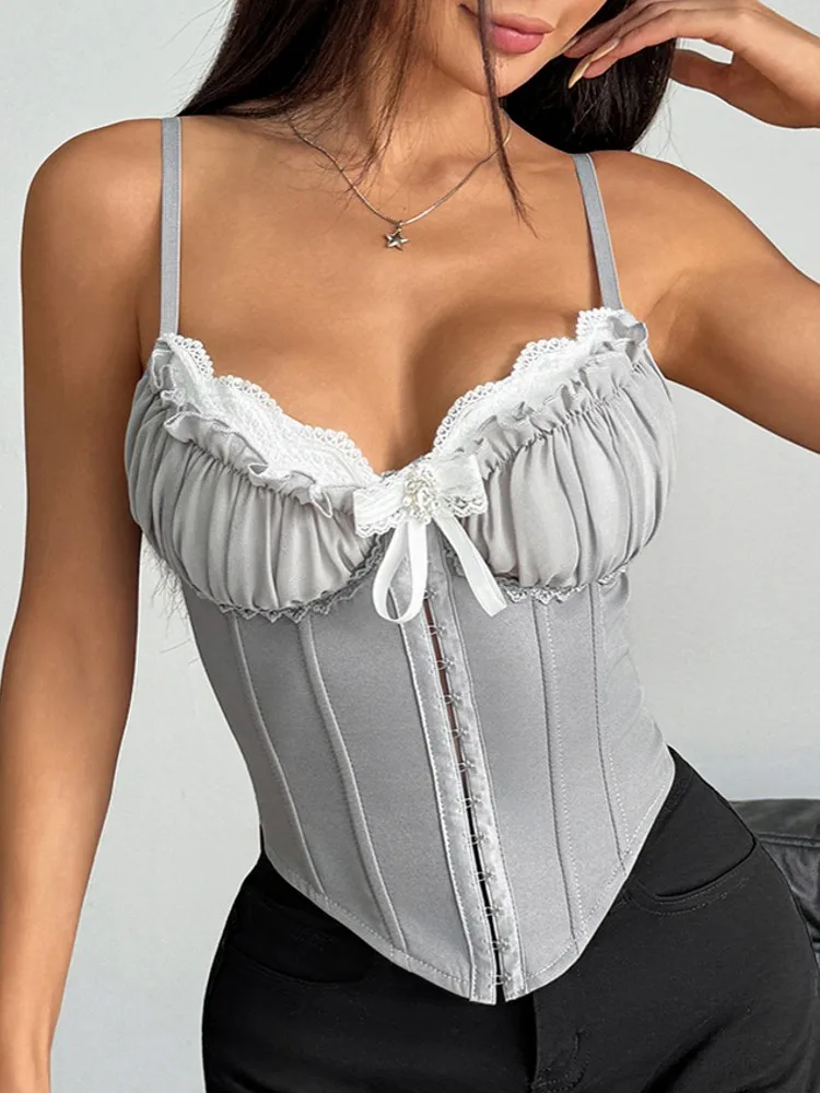 Rhinestones Female Corset Top Women Camis Nightclub Pearls Short Chest Binder Sexy Camisole Mujer Lingerie Tube Bra Debardeur