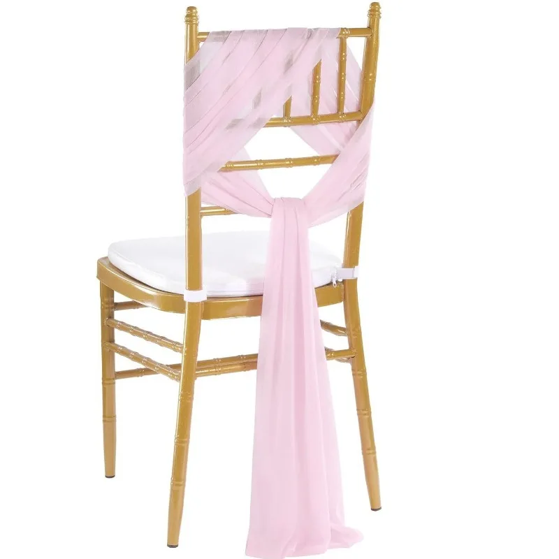 6/24pcs Chiffon Chair Sashes Wedding Chair Decor 20x275cm Solid Color Chair Decor for Party Ceremony Church Baby Shower