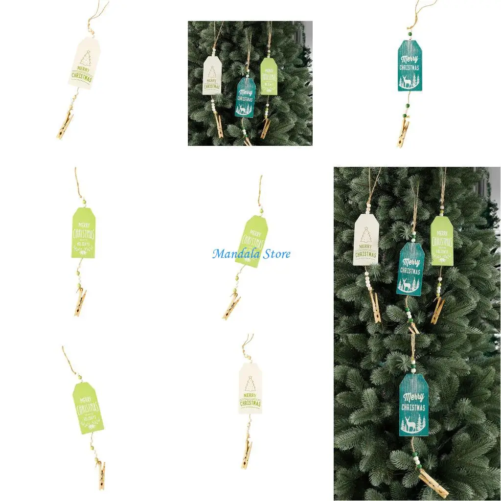 

U2JC Child Safe Wooden Christmas Tree Ornament Hand Painted Festival Designs Natural Materials Durable Holiday Homes Decoration