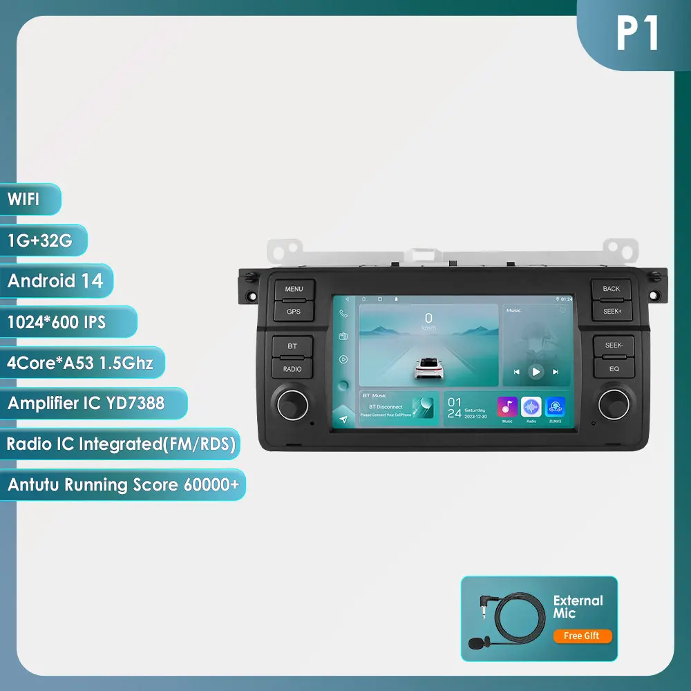Hizpo 7" Intelligent Scherm CarPlay Android Auto Autoradio voor BMW E46 M3 318 320 325 330 335 GPS Stereo Multimedia WiFi 4G RDS