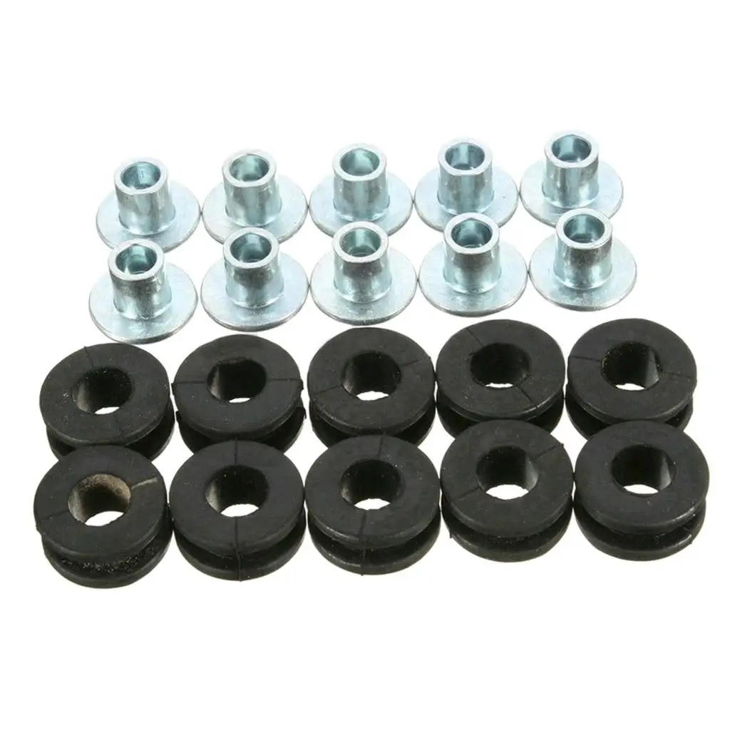 

10pcs 10.7mm Round Rubber Grommet assortment set with Bolts Fairings/Cowling Pieces