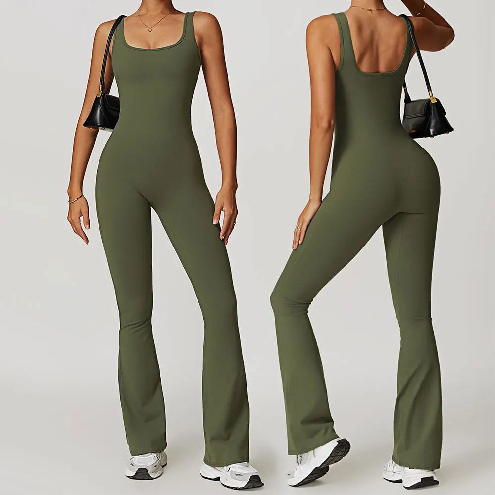 

Gym Romper Bell-bottoms Backless Set Fitness Bodysuit Siamese Sportswear Women Jumpsuit Buttery-Soft One-piece Playsuit Yoga Set