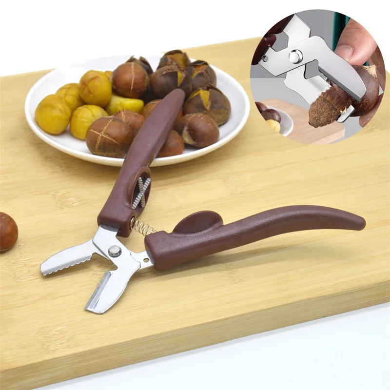 2 قطعة أداة قطع الكستناء متعددة الأغراض الجوز البقان الجوز المفرقع الكستناء قذيفة تقشير كليب البلاستيك الكستناء فتاحة و القاطع