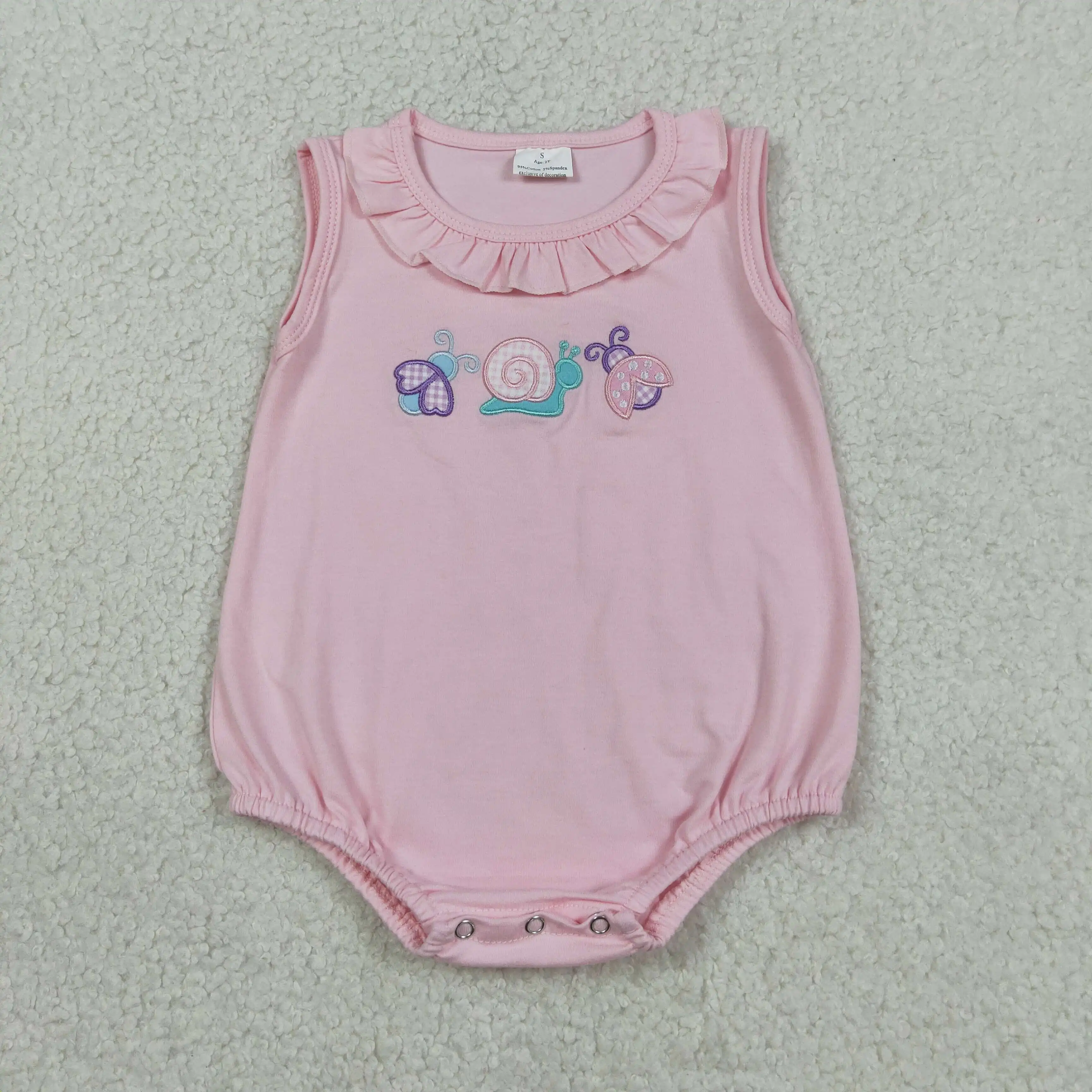 Wholesale Toddler Kids Embroidery Animals Clothes Newborn Sleeveless Cotton Bubble Romper Baby Girl Children Summer Clothing