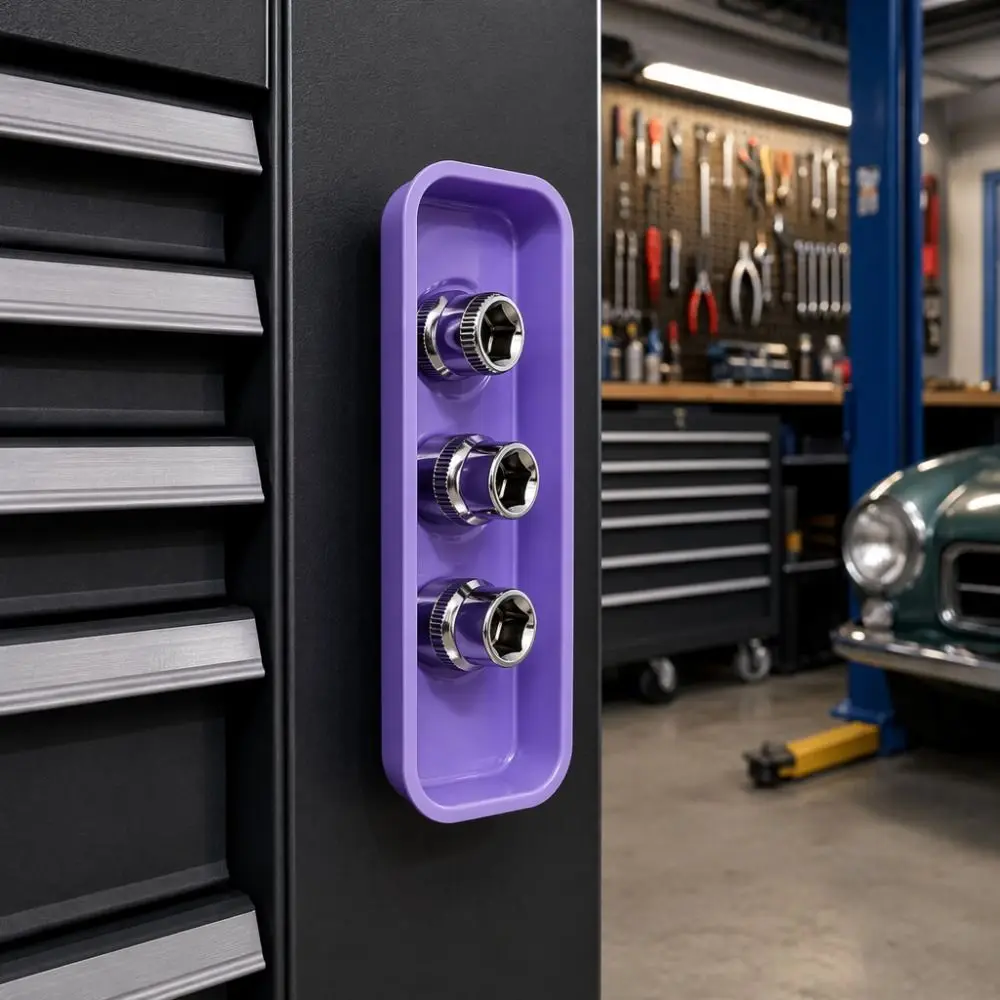 4 Inch /6 Inch Magnetic Parts Tray Purple Nuts,bolts,pins,tools Car Suction Pad Tools DoubleSided Stainless Steel