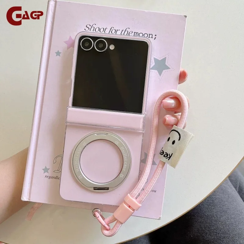 

Magnetic 360° Rotating Bracket Lanyard Case for Samsung Galaxy Z Flip 7 6 5 4 Z Flip 7 FE Pastel Colors Hinge Protection Cover