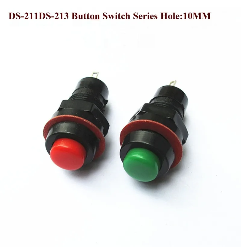 10 Stück DS-211/213 runde Drucktaster, mit Verriegelungs- und Selbstverriegelungsfunktion, ohne Verriegelung, selbst zurückstellender kleiner Drucktaster, Lochdurchmesser 10 mm. – Detail 3