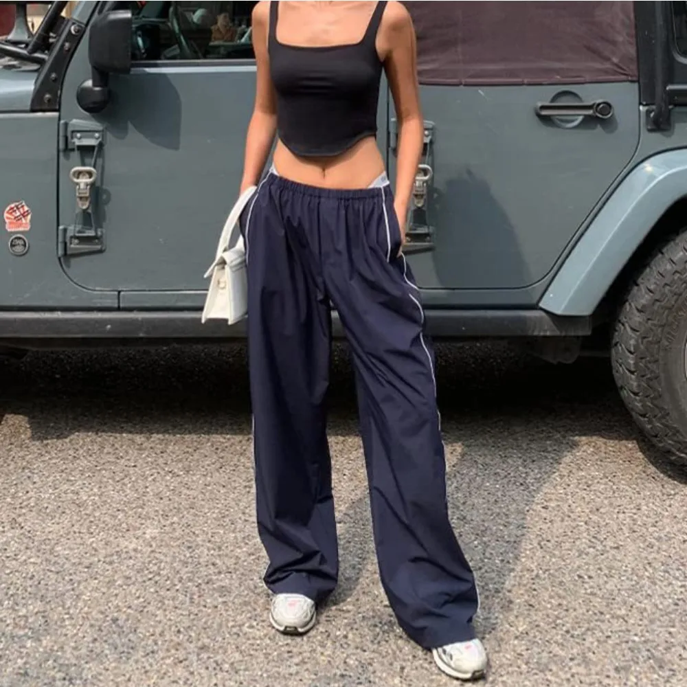 Women Summer Casual Long Pants Elastic Waist Side Drawstring Design Multiple Colors Breathable Flattering Streetwear Trousers