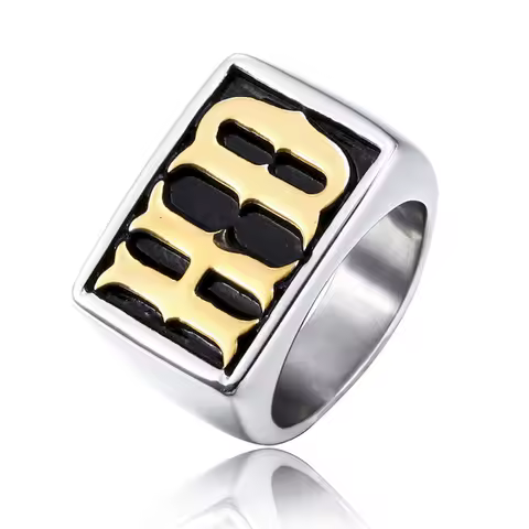 7/8/9/10/11/12/13 Stainless Steel Gold Silver Color Letter HD Waterproof Men Ring Punk Finger Jewelry Drop Shipping Wholesale