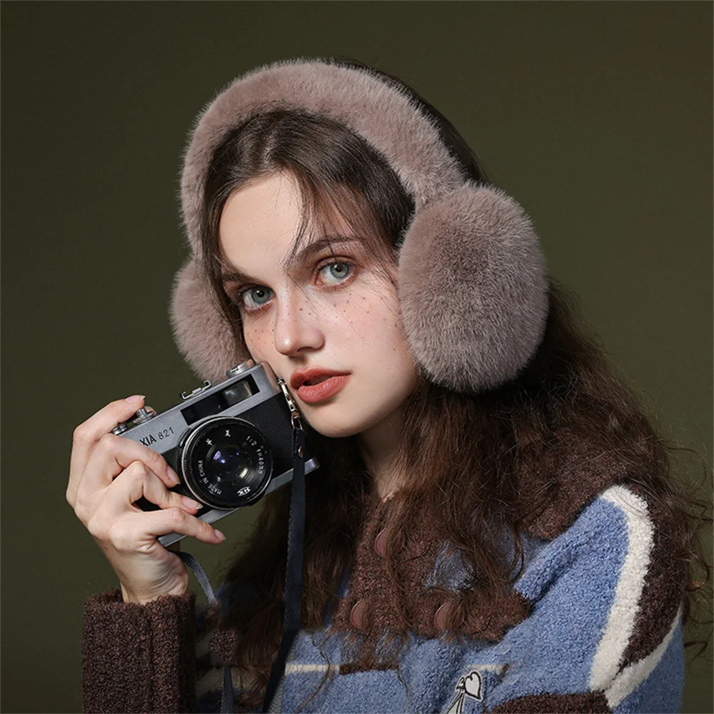 Orejeras de felpa suave para mujer, calentador de oídos, protección contra el frío al aire libre, a prueba de viento, cubierta de oreja plegable sólida, moda, Invierno