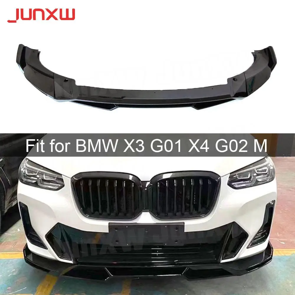 

ABS Gloss Black/Carbon Look Front Bumper Lip Chin Spoiler For BMW X3 G01 X4 G02 M Sport 2022 UP