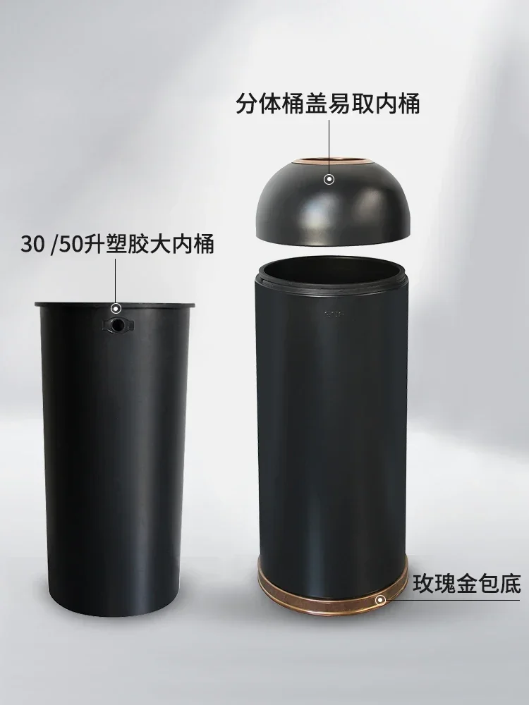 12Bullet Trash Can Stainless Steel Large Commercial Large Capacity round Open Direct Shot