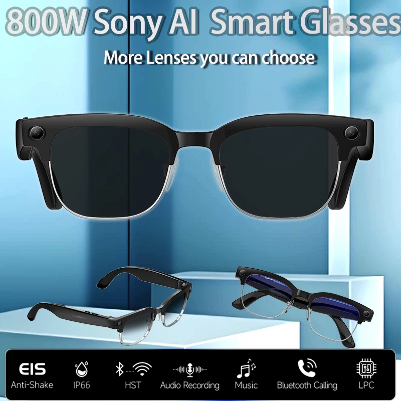 

New AI Smart Glasses 8MP HD Camera Video Bluetooth Call Intelligent Translation 290mAh Battery Voice Assistant Music Sunglasses