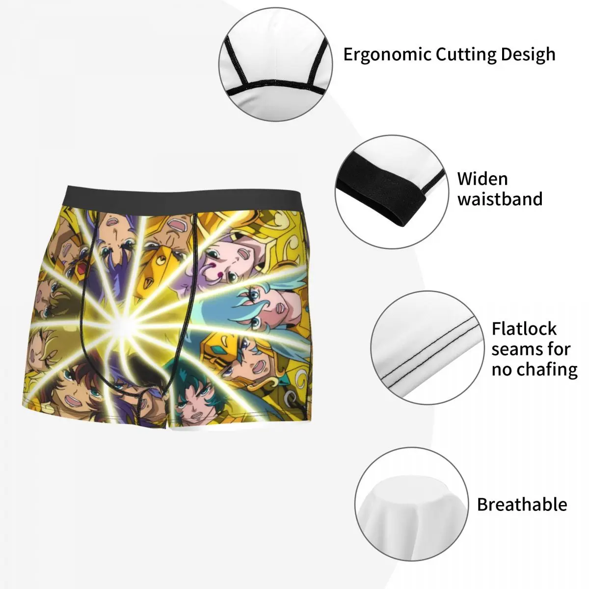 Knights Of The Zodiac:Saint Seiya Underpants Cotton Panties Men\'s Underwear Ventilate Shorts