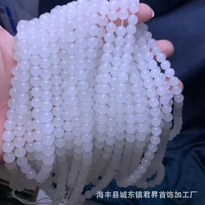 White Beads Approximately 6.8Mm, High Translucency Hetian Jade Matching Bracelet Long Chain Accessories