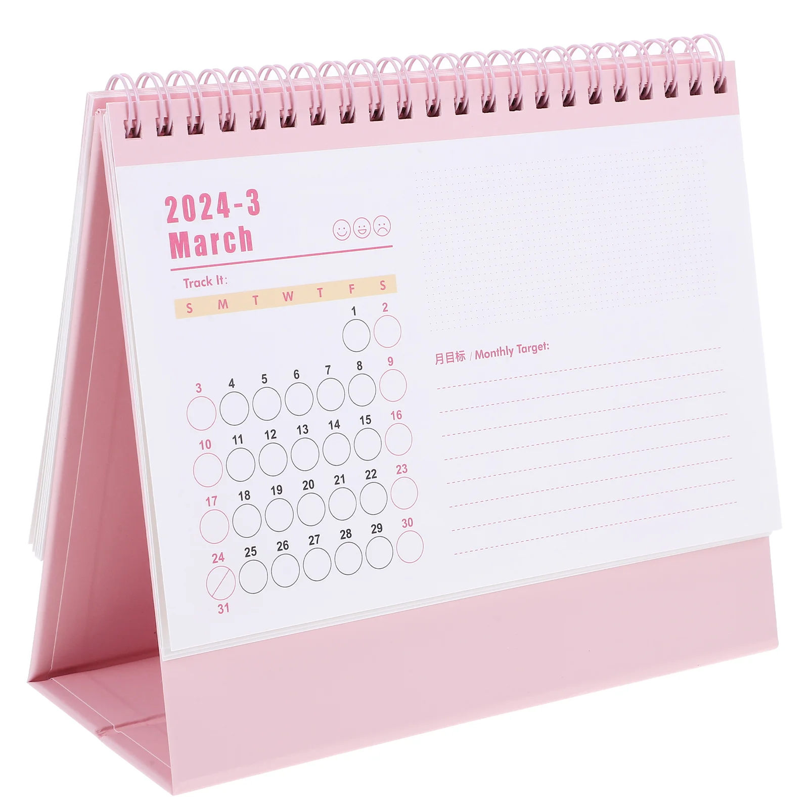 2024 Desk Calendar Sep Dec Standing Calendar Months Agenda Planner Coil Binding Large Ruled Blocks Home Office Pink