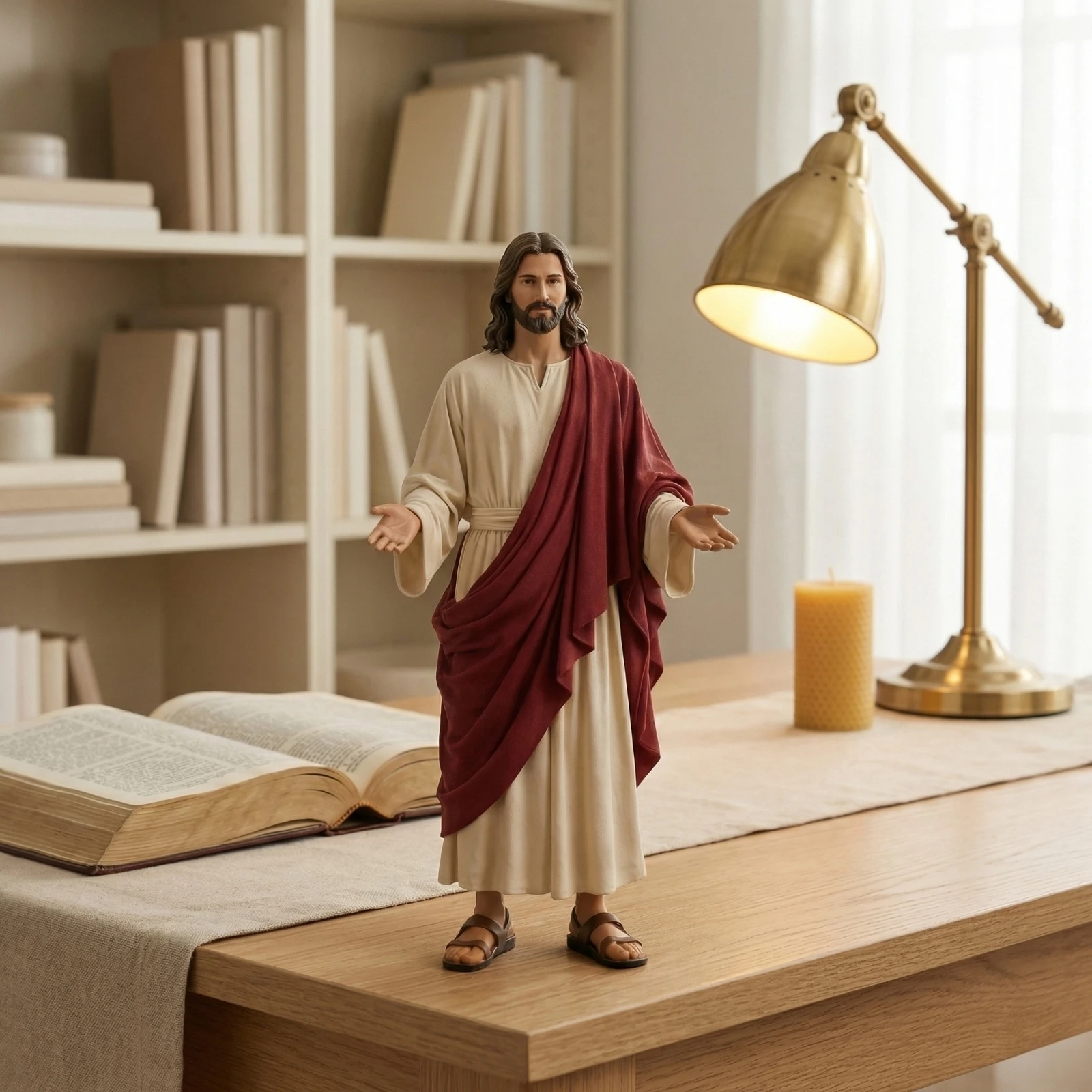 Jesus Christ Statue Religious Figurine Open Arms Resin Sculpture for Prayer Altar and Home Spiritual Decor