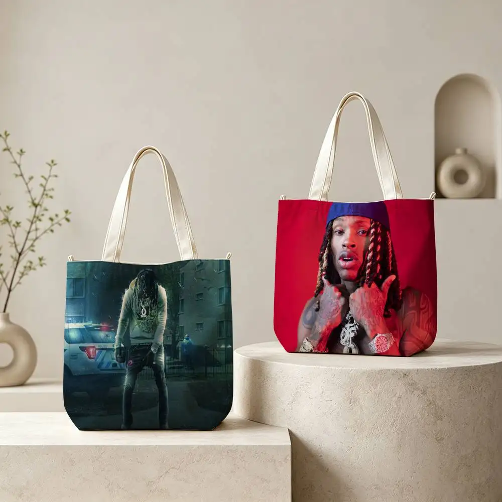 

Raper K-King Von Tote Bag for Women Reusable Shopping Tote Bag Zippered Shoulder Bags Print