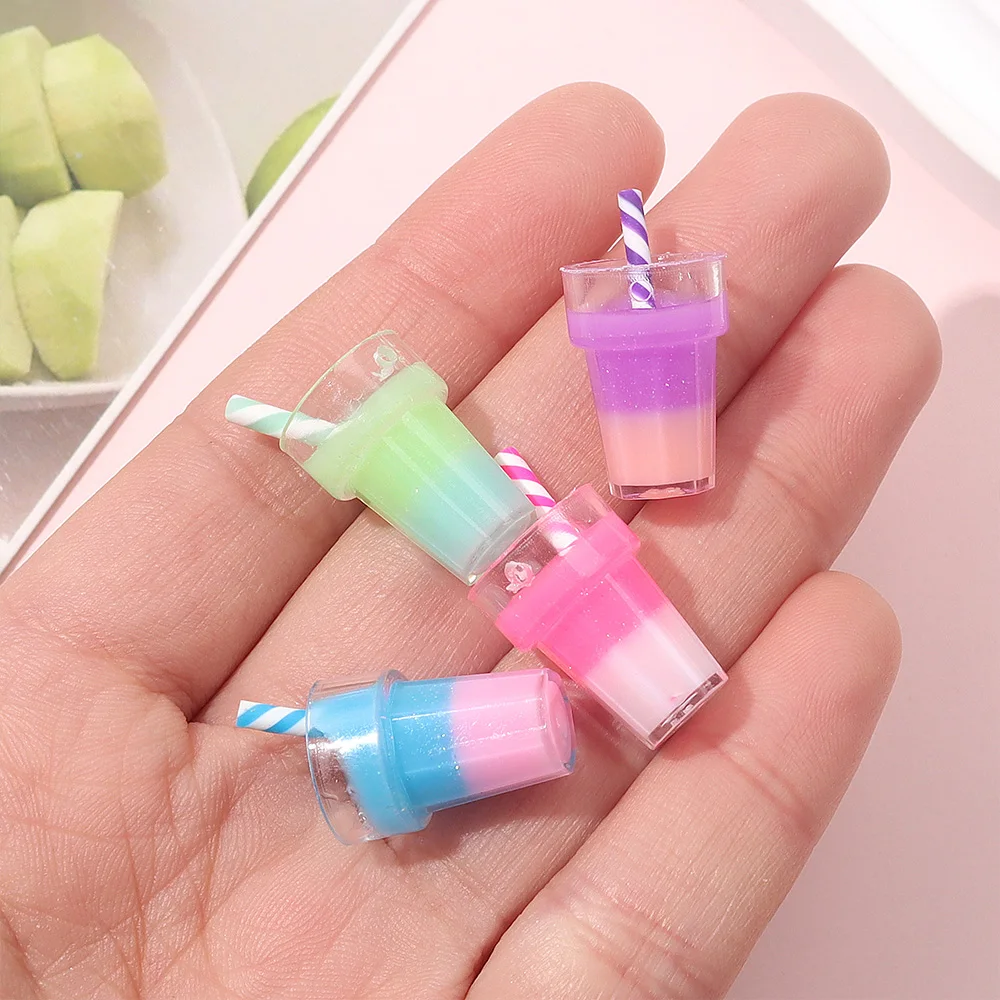 3/7/12pcs Multi-color Resin Beverage Cup Shaped Pendant,can DIY Earrings,Friendship Chain Summer Beach Decoration Accessories