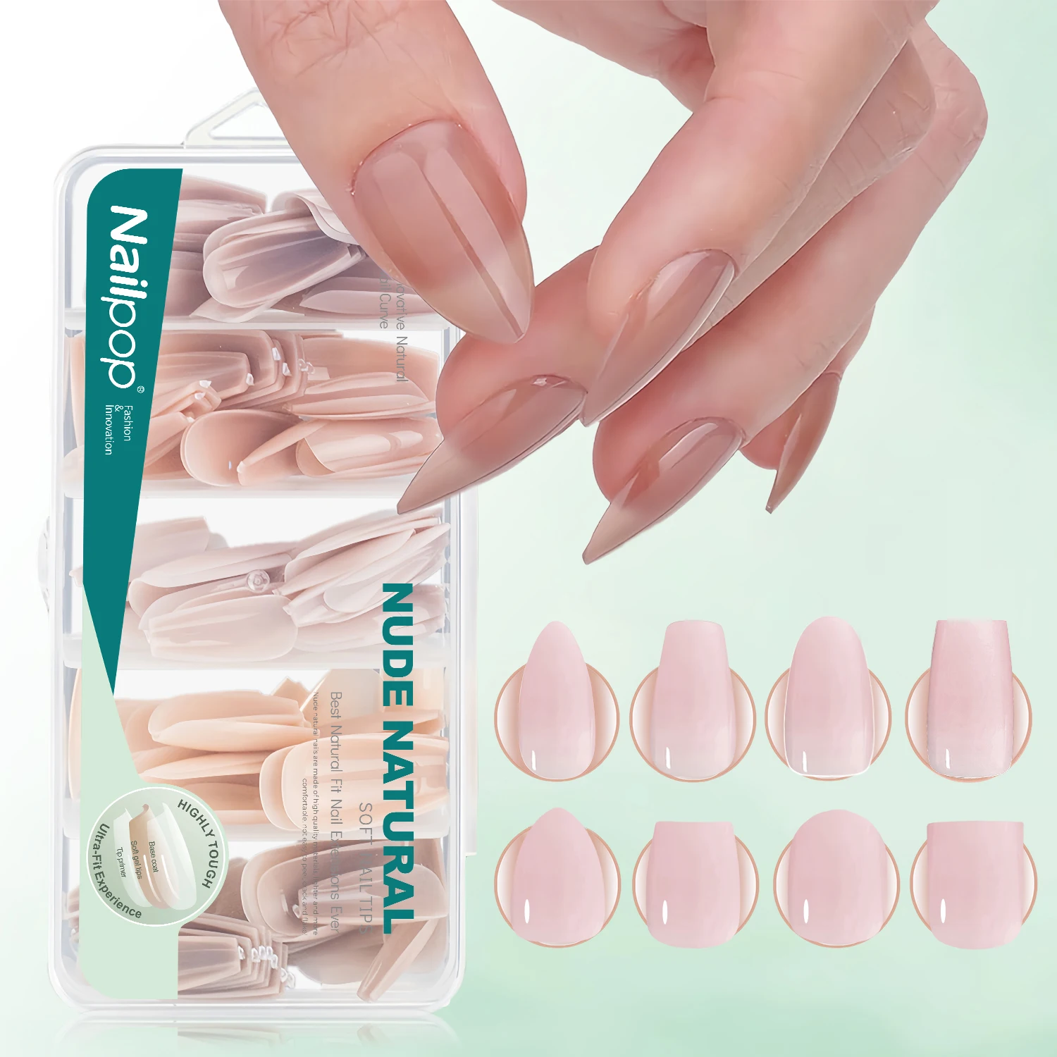 

Nailpop 140/150pcs Mixed 5 Colors Nude Pink False Nails Artificial Press On Nails For Women Manicure Design Glue On Tips Kit