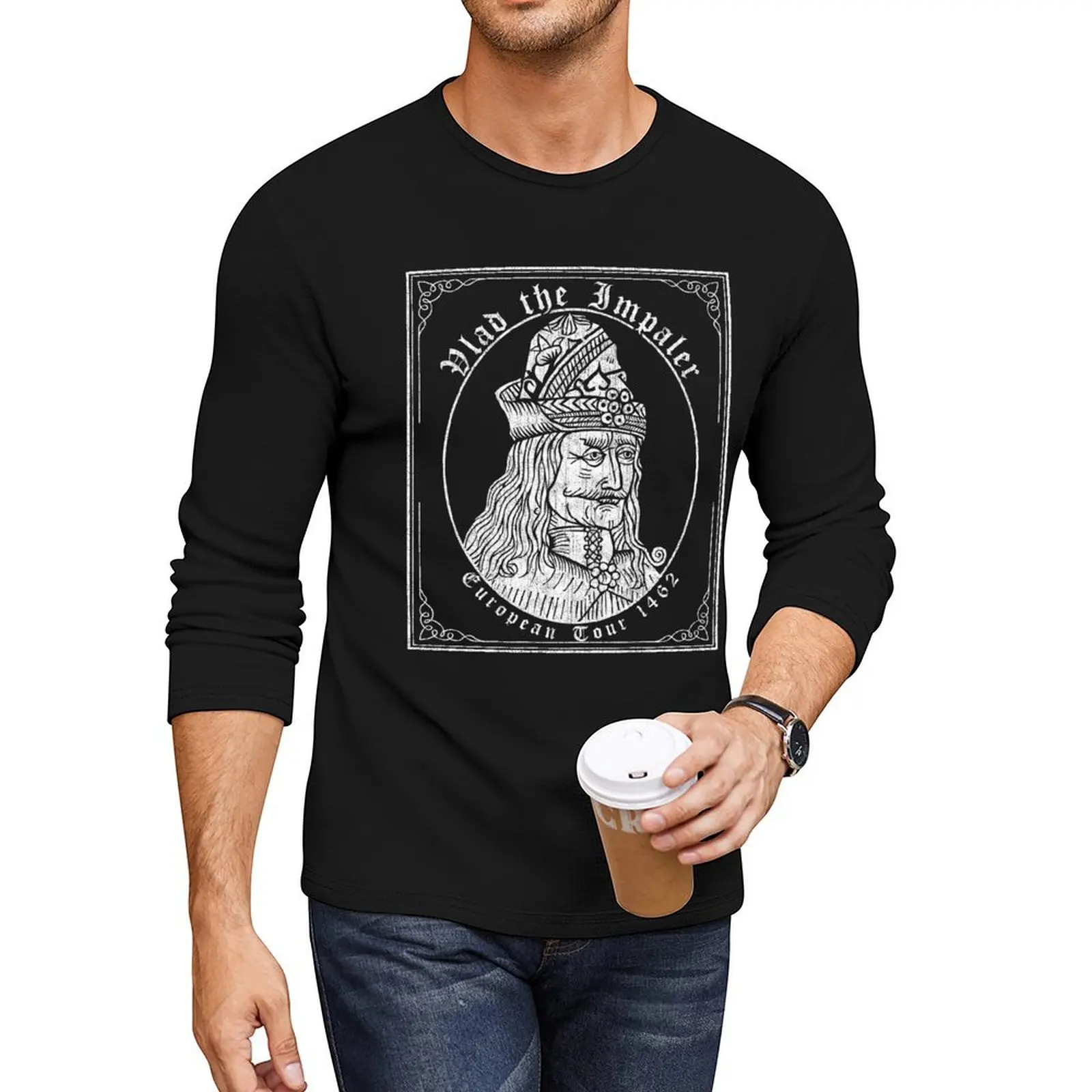 Vlad the Impaler, European Tour 1462, Vlad Dracula Long T-Shirt hippie clothes men workout shirt