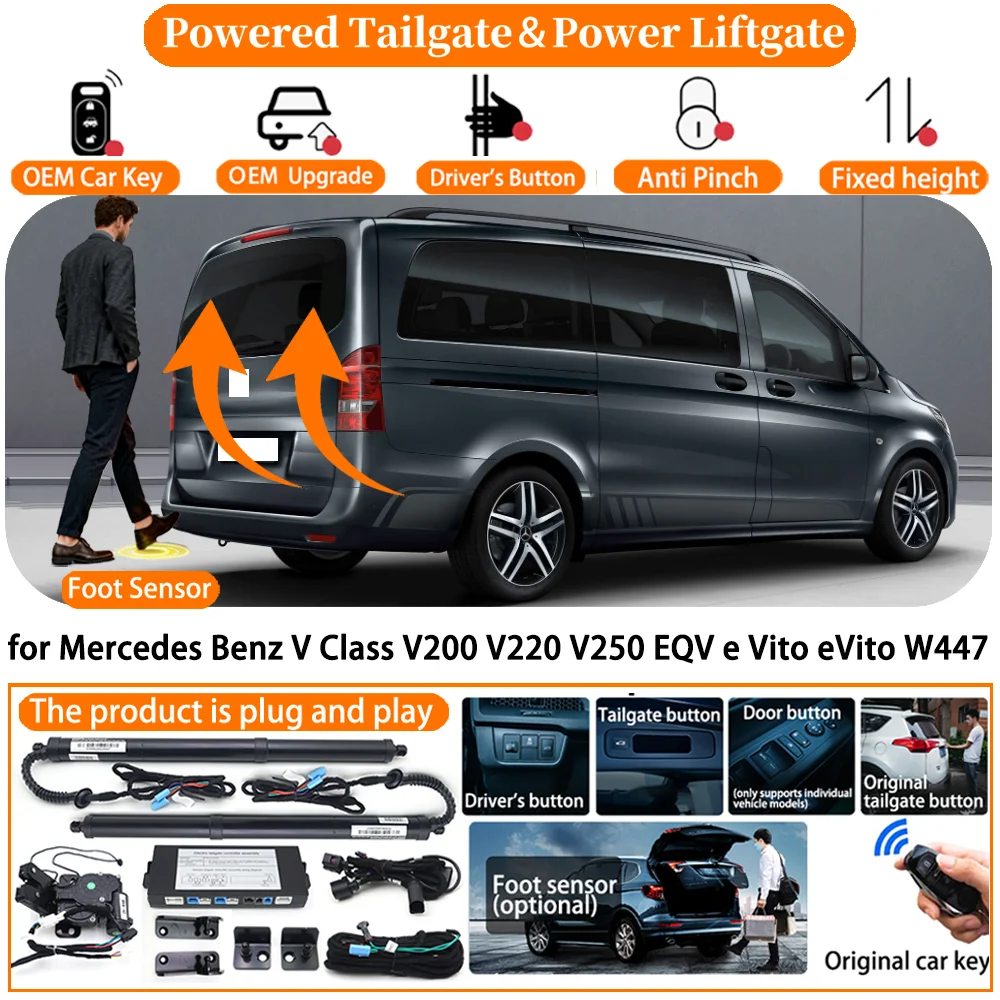 

Powered Tailgate for Mercedes Benz V Class V200 V220 V250 EQV e Vito eVito W447 Auto Electric Power Tailgate Tail Gate Lift kit