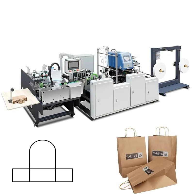 Fully Automatic Square Bottom Shopping Paper Bag Maker Kraft Twisted Handle Servo Drive 150pcs Min OEM Customized